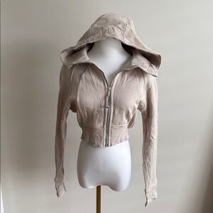 LULULEMON Beige Cropped Hoodie with Zipper